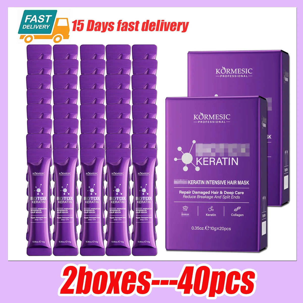 Keratin Hair Mask – 5-Second Deep Moisture & Frizz Control Keratin Hair Mask HIP 2-boxes