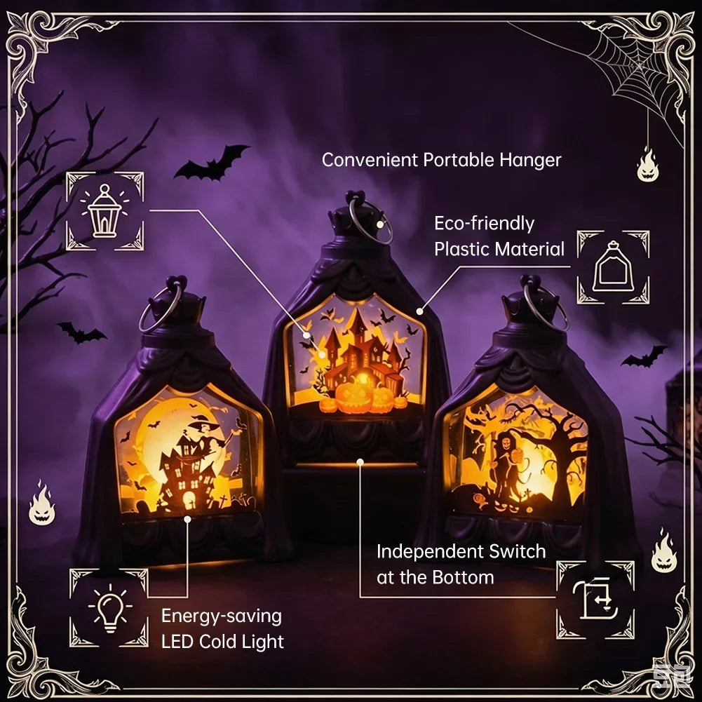 With Handle LED Candle Halloween Glowing Pumpkin Lantern Batteries Included Spooky Decor For Kids Trick Or Treat Home Party HIP