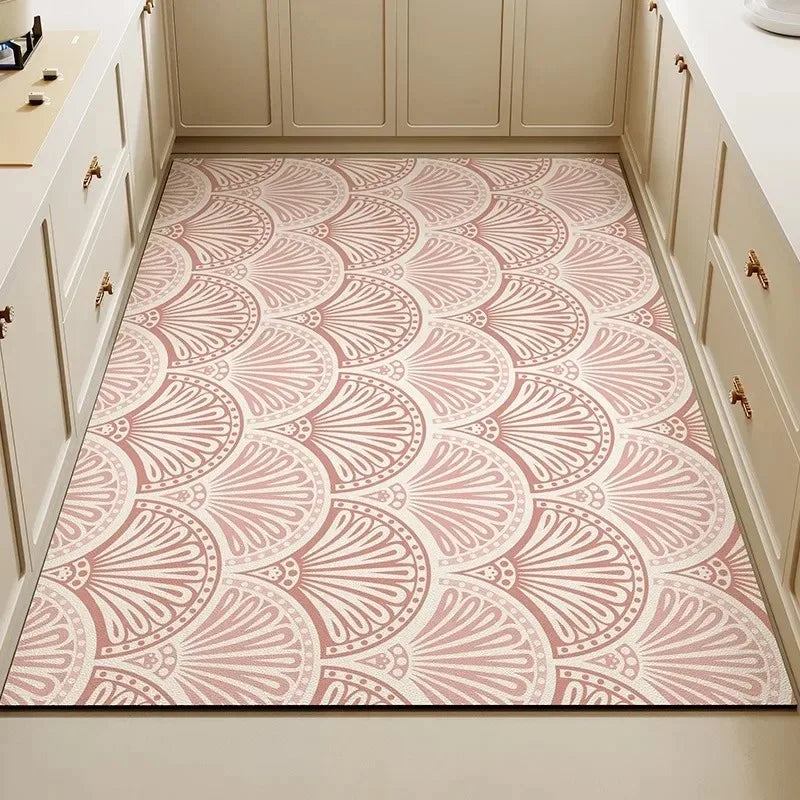 Vintage Floral Tile Floor Mat – Non-Slip Washable Kitchen Rug Decorative Floor Mat HIP 5 40X60cm-Felt