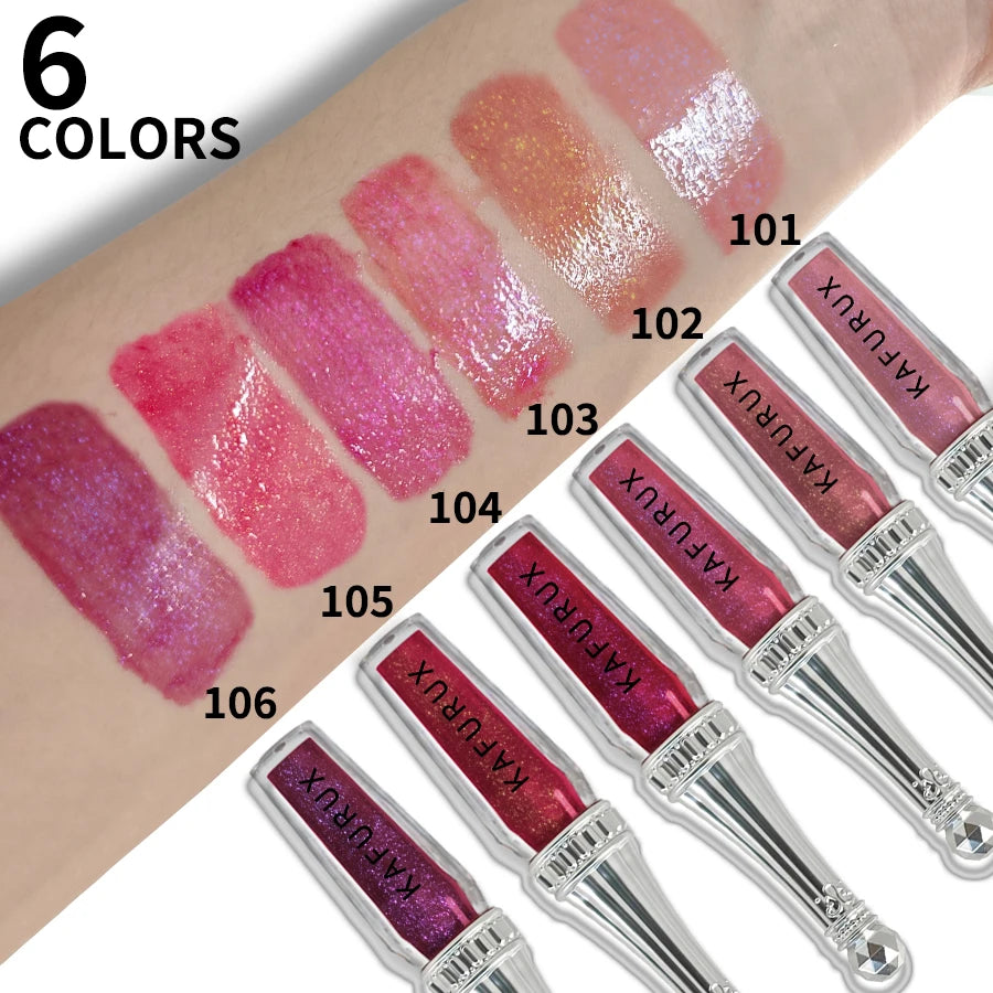 6 Colors Glitter Liquid Lipsticks Shimmer Shiny Lipgloss Pearlescent Lip Tint Mositurizing Long Lasting Lip Glaze Makeup For Wom HIP