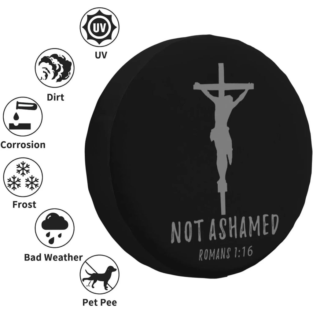 Romans 1:16 Crucifix Spare Tire Cover – Polyester Wheel Protector Spare Tire Cover HIP