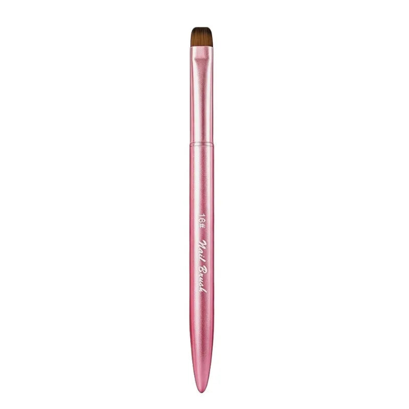 French Tip Nail Painting Brush Metal Handle Flat Round Head Manicure Tool Gel Polish Application Nail Surface Cleaning DIY Nail HIP Rose Gold16