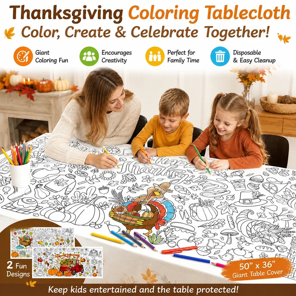 Giant Doodle Drawing Table Cover 76x183cm DIY Coloring Tablecloth Sports Halloween Thanksgiving Theme HIP