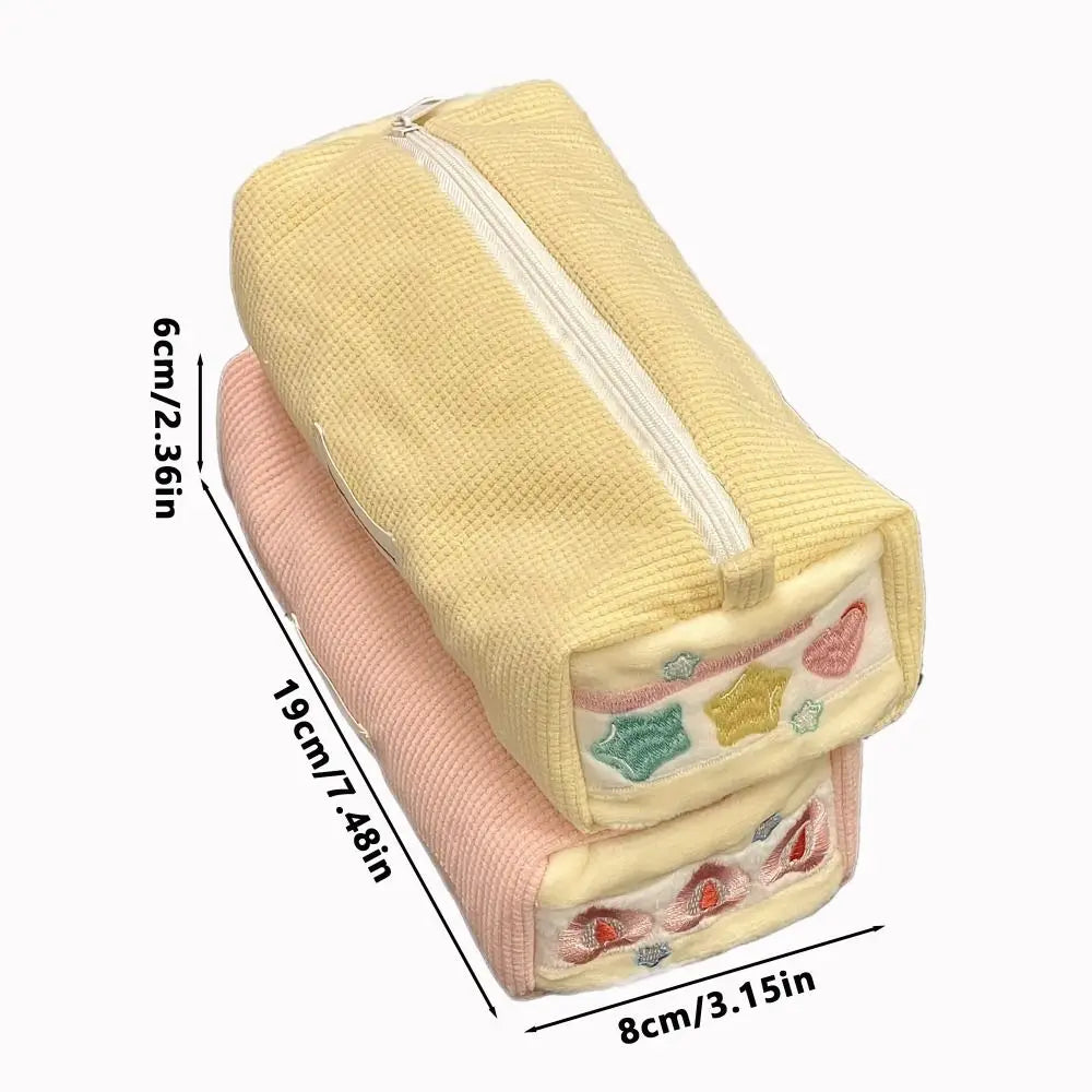 Cute Corduroy Pencil Case – Large Capacity Embroidery Pen Bag Pencil Case HIP