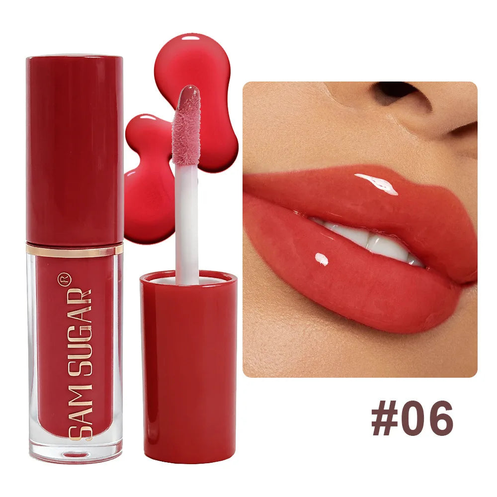 Portable 6 Colors Abundant Lip Gloss Tint Hydrating Moisturizing Lip Glaze Lip Plumper Lasting Make Up Liquid Lipstick Cosmetics HIP 06