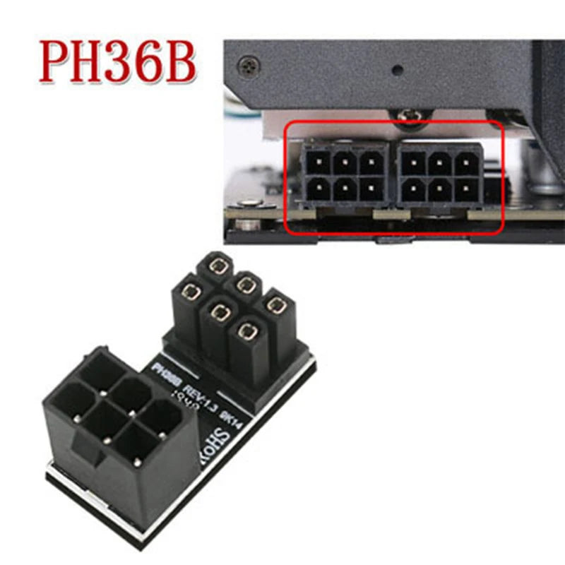 180° ATX 8-Pin 6-Pin GPU PCI-E Power Adapter | OULLX GPU Power Adapter HIP 6pin PH36B