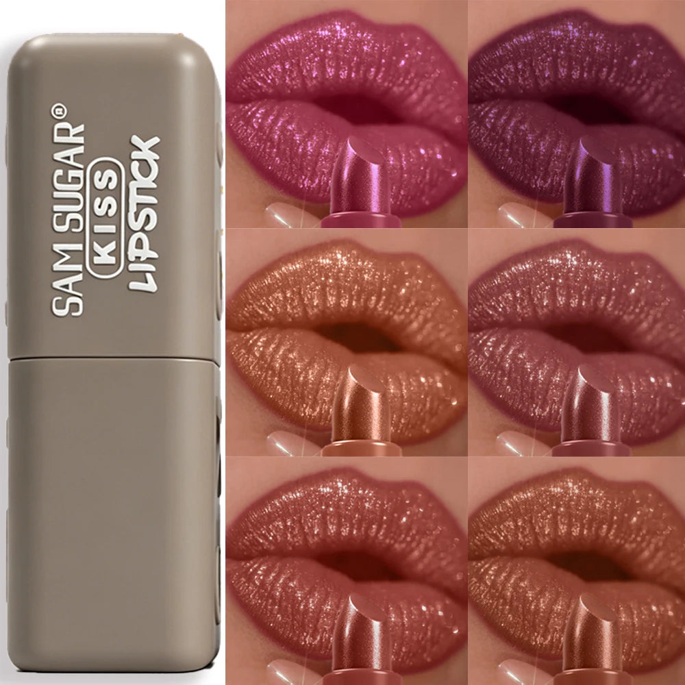 Carved Pearlescent Lipstick Fine Shimmer Matte Balm Hydrating High Pigment Long Wear Metallic Lip Gloss Daily Lip Cosmetics HIP