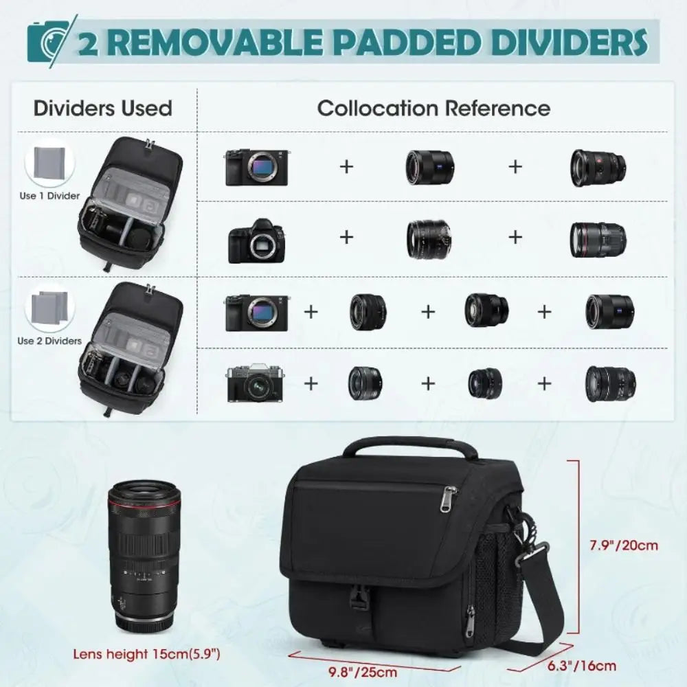 Canvas DSLR Camera Bag with Tripod Holder & Rain Cover Camera Shoulder Bag HIP