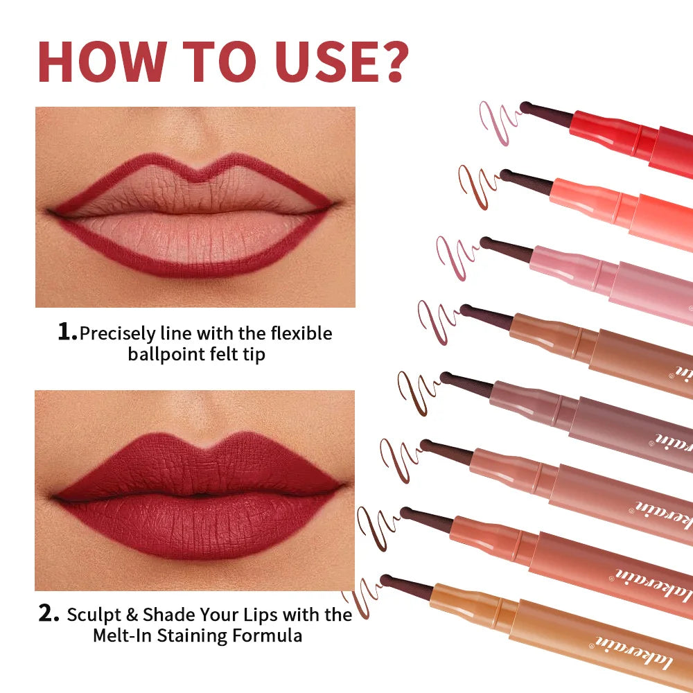 8 Colors Lip Lingerie Lip Liner Long Lasting Waterproof Stain Transfer Proof Smudge Resistant Color No Bleed Formula Cosmetics HIP