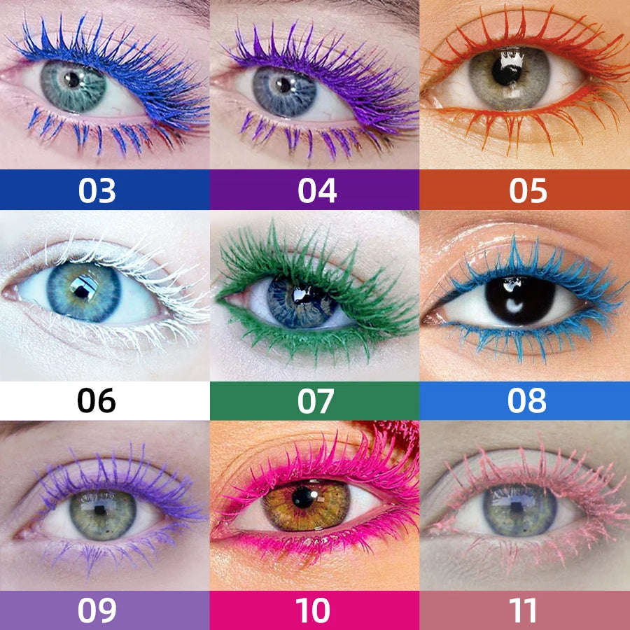 5D Waterproof Mascara Vibrant 9 Color-Lasting Curl Ink Formula -Eyeliner Extension Blue Green Black Eye Makeup Cosmetic HIP