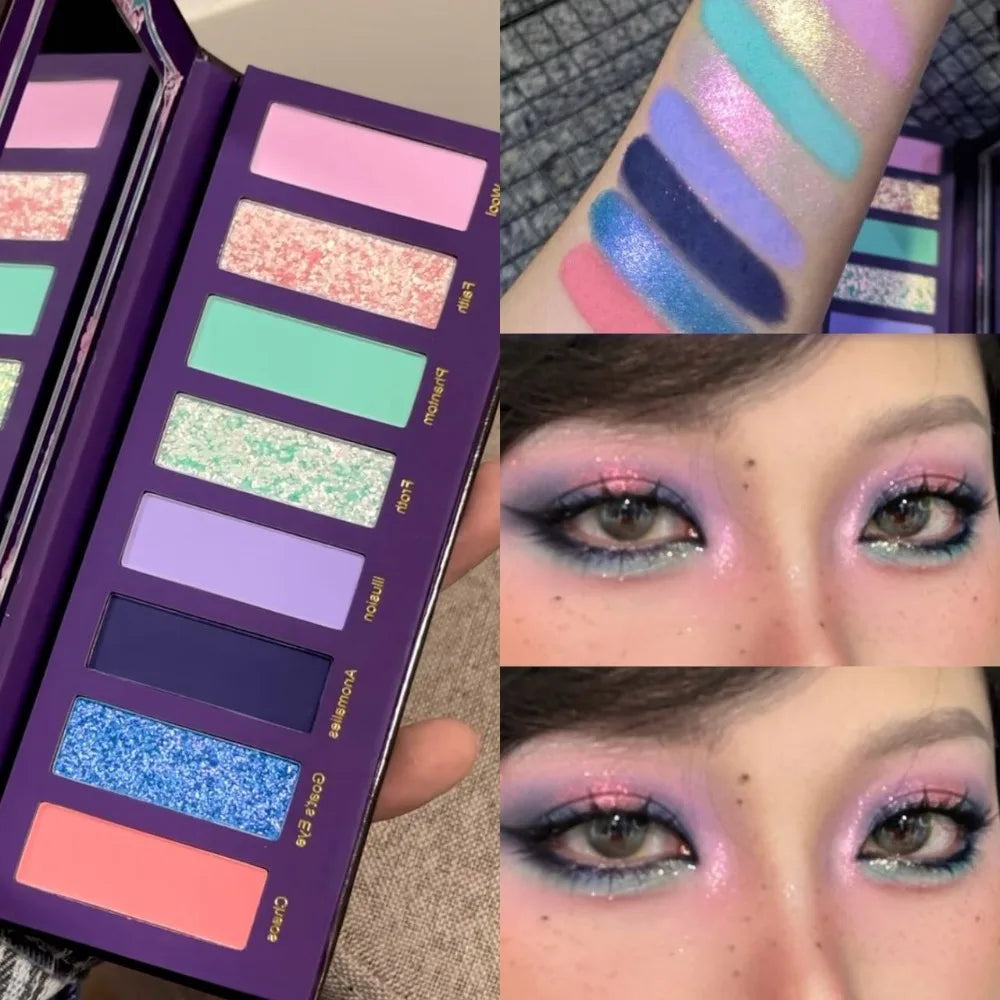 Oil Painting Eyeshadow Palette 8 Color Punk Smokey Multicolored Chrome Hypnotic Shimmer Dreamland Eye Shadow Festival Makeup HIP