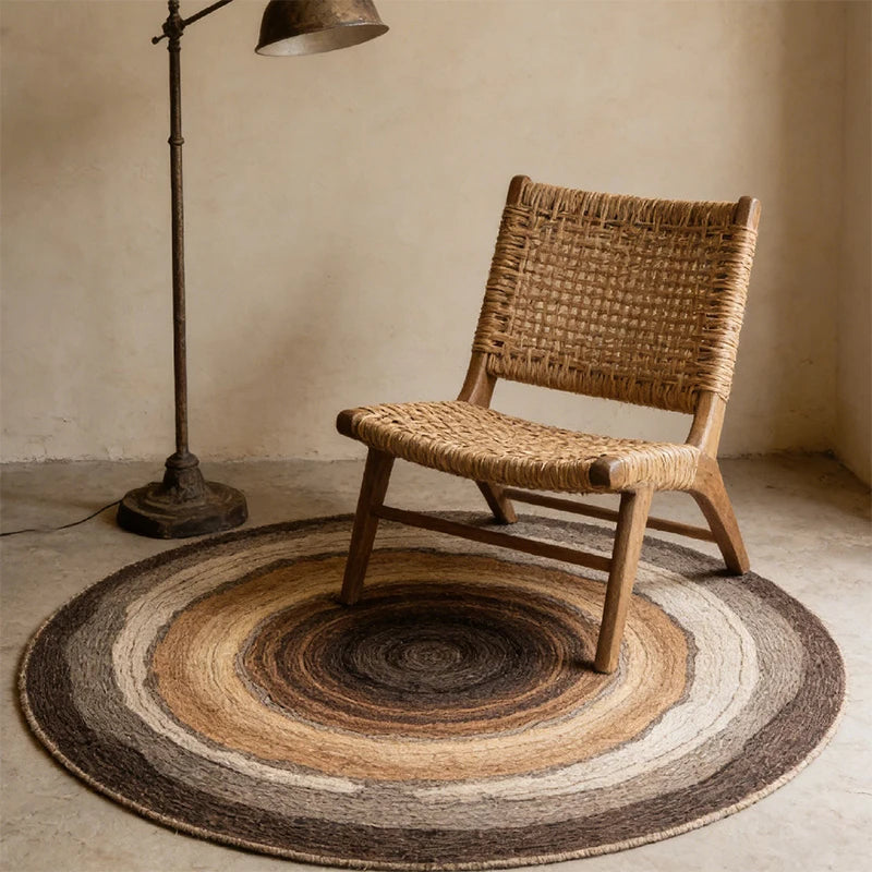 Soft Faux Cashmere Round Rug – Wabi-Sabi Geometric Floor Mat Decorative Area Rug HIP