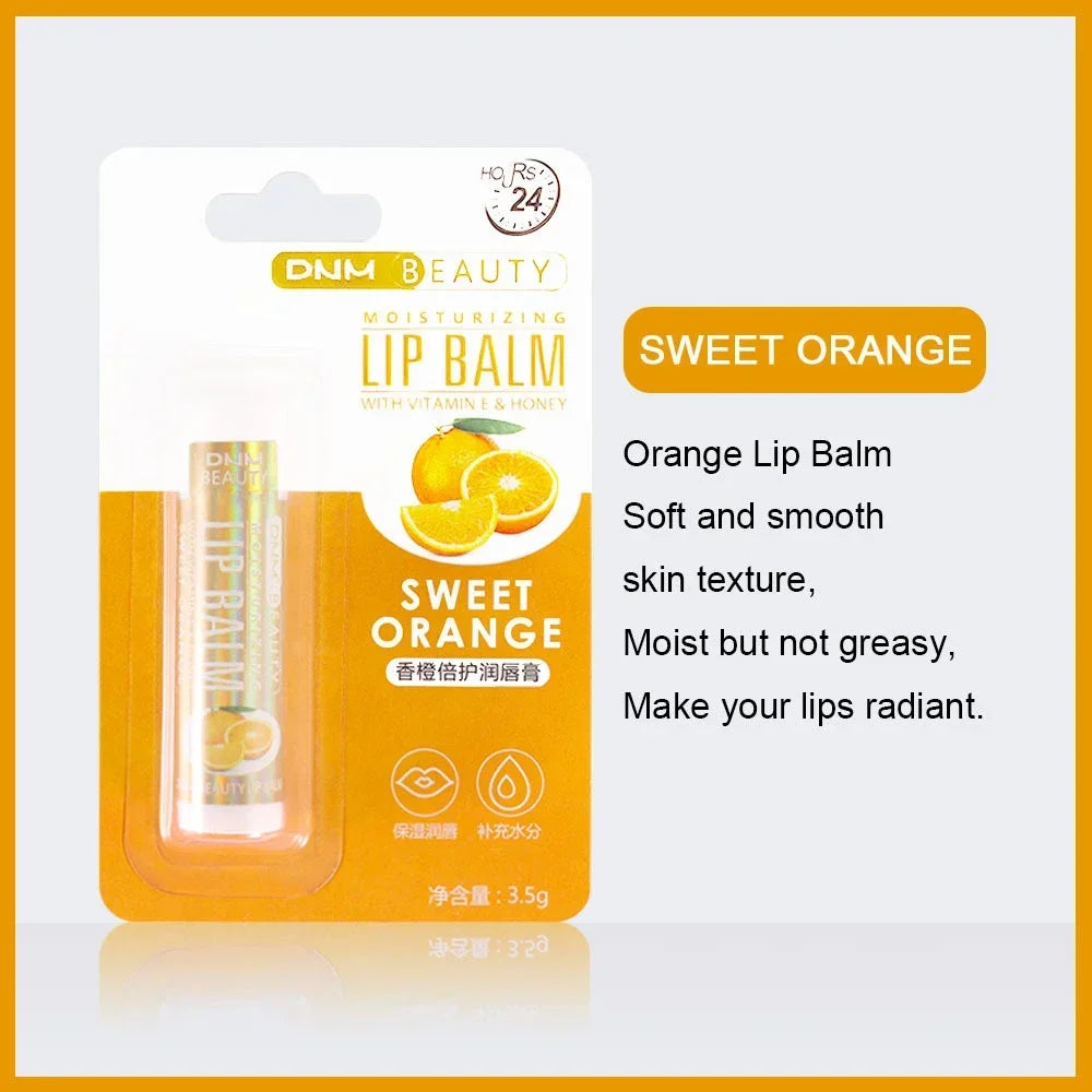 Fruit Lip Balm Winter Fashion Moisturizing Lip Oil Long-Lasting Clear Transparent Natural Aloe Lipstick Lip Care Lipstick Makeup HIP Sweet Orange