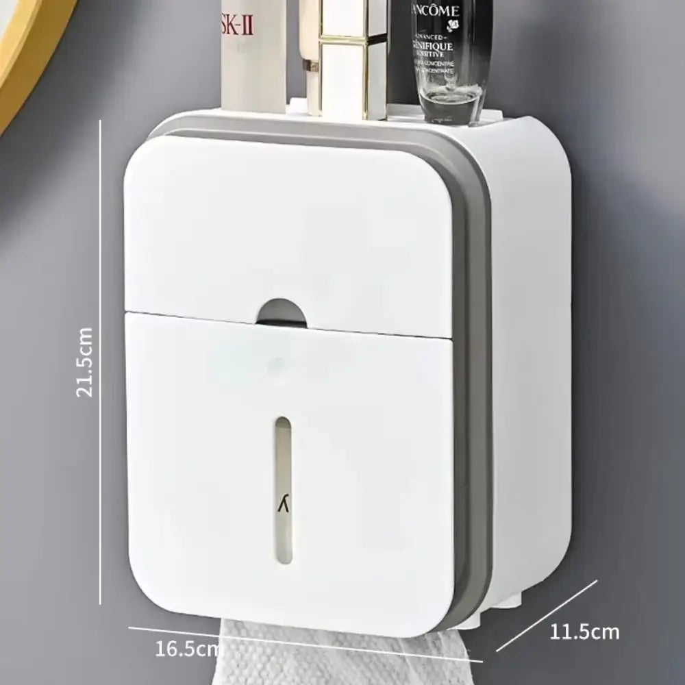 Wall-Mounted Toilet Paper Holder – Waterproof Double Layer Box Toilet Paper Holder HIP