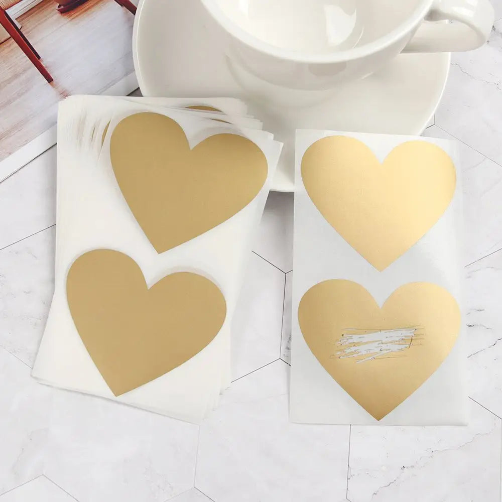 50-Pc Gold Scratch Card Stickers – Heart & Star Shapes Scratch Card Stickers HIP