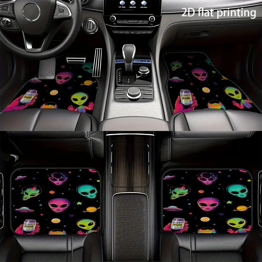 4-Piece Alien Space Car Floor Mats – Washable Polyester Car Floor Mats HIP