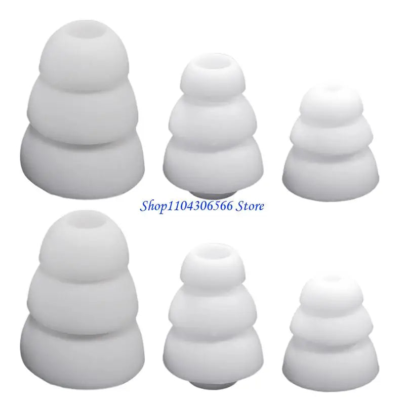 6-Pack Triple Flange Silicone Ear Tips 3.8mm – Universal Fit Earphone Ear Tips HIP White CN