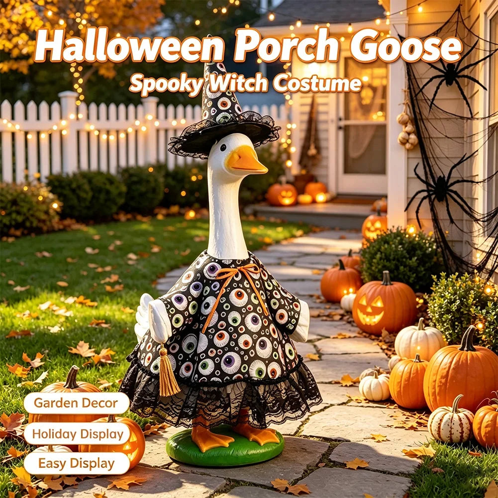 23 Inch Halloween Ghost Decor Porch Goose Costume Pumpkin Ghost Wizard Costume Set Courtyard Lawn Garden Decoration Costume HIP