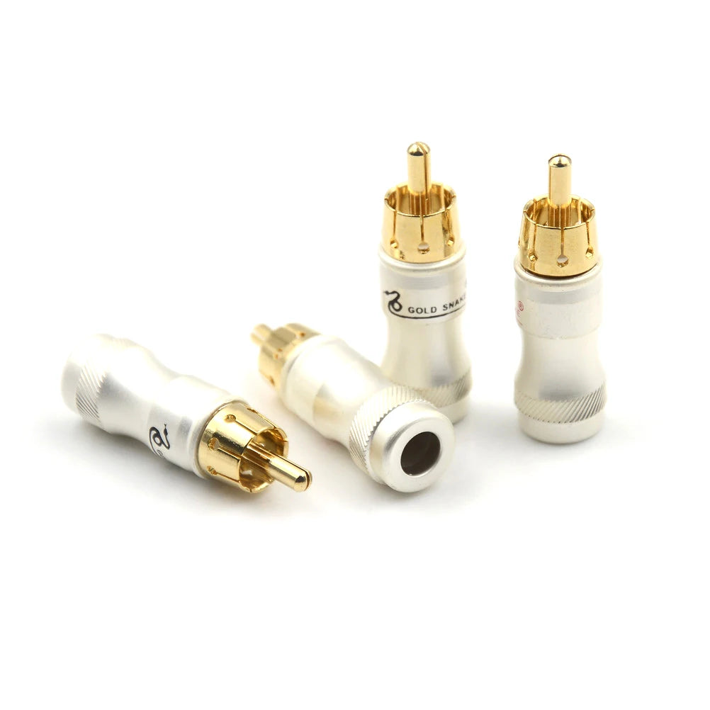4-Pack Gold-Plated Male Plug HiFi Audio Connector Adapter Audio Connector Adapter HIP 4Pc