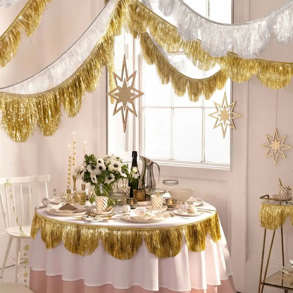 Metallic Foil Fringe Garland – Glitter PET Party Backdrop Party Fringe Garland HIP
