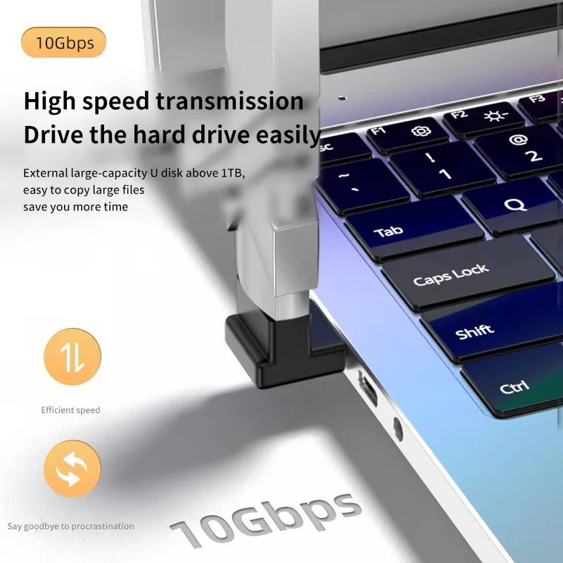 90° USB 3.0 Right Angle Adapter – Male to Female, 10Gbps USB Cable Adapter HIP