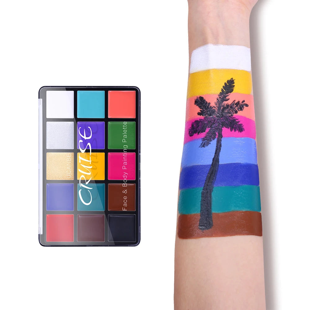 UCANBE 15-Color Face & Body Paint Palette – Hypoallergenic Face & Body Paint HIP