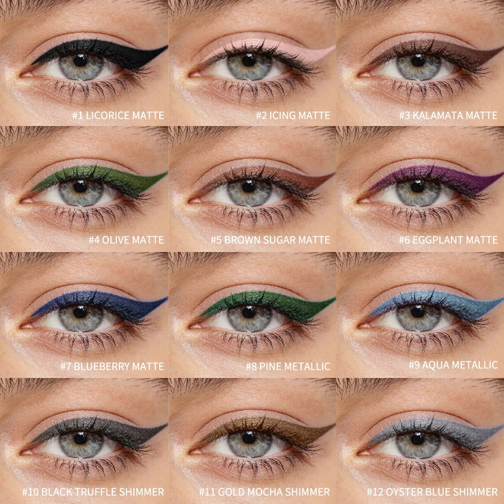 12Colors Wonder Eyeliner Pencil Longwear Deep Black Eyeliner Pencil Waterproof Sharpenable & Smudge Proof Long-lasting HIP