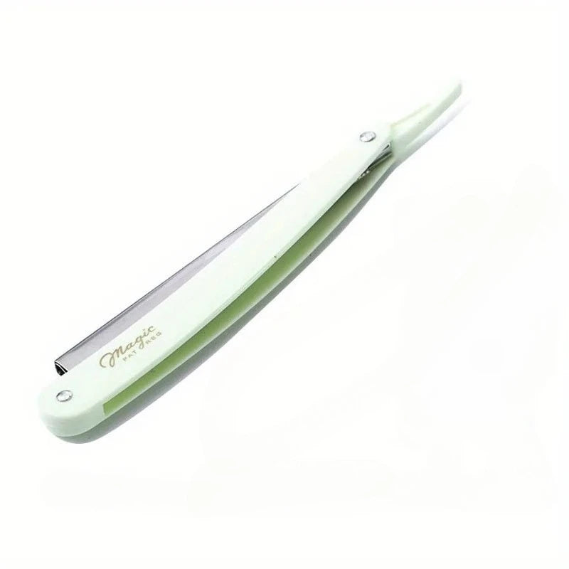 Men's Folding Straight Razor – Stainless Steel Barber Shaver Folding Straight Razor HIP C633-White-1Pcs