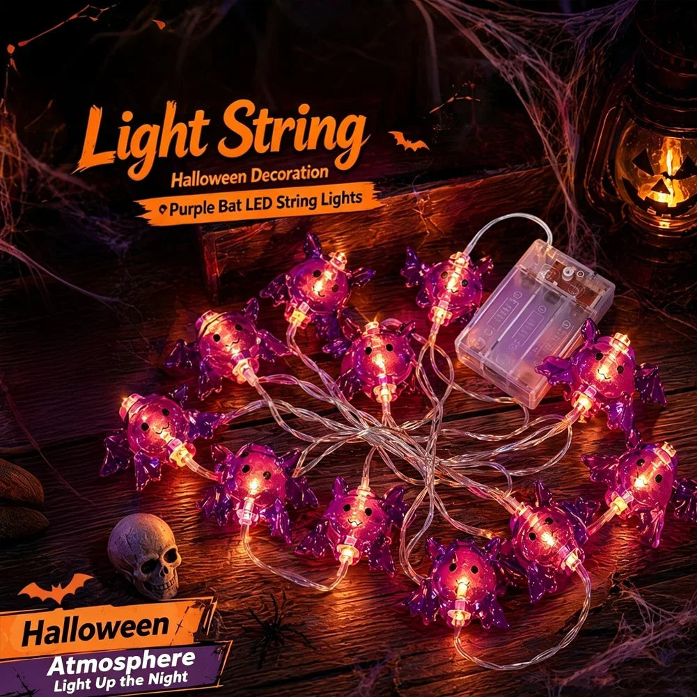 Waterproof Battery Powered Lamp With Timer 10/20 LEDS Purple Spider Halloween String Lights For Indoor Outdoor Party Decorations HIP