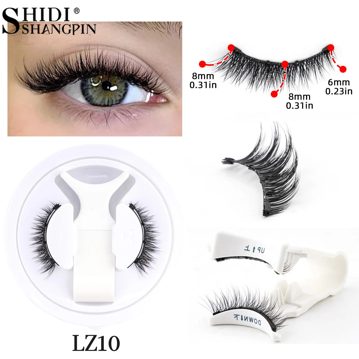 1Pair Magnetic Eyelashes Free Glue Soft Reusable Natural Look 3D Mink Cilios Easy Apply Soft Magnetic Lashes Kit for Eye Makeup HIP 1Pair LZ10