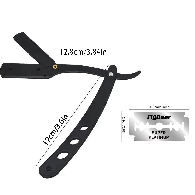 Men's Straight Edge Folding Razor – Stainless Steel + Blades Straight Edge Razor HIP