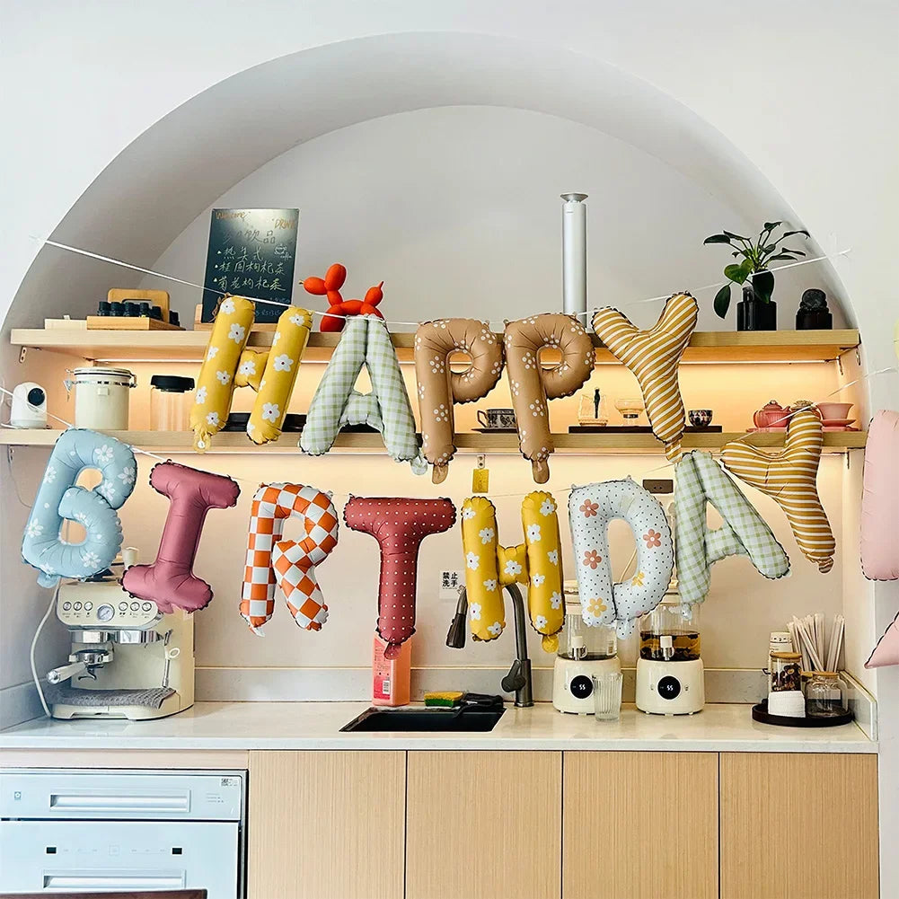 16 Inch Birthday Wishes Foil Balloon Banner Reusable for Birthday Party Scenes Aluminum Foil Balloon Kit Decorative Items HIP