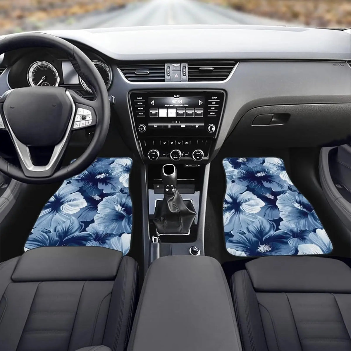 Blue Hibiscus Car Floor Mats – Universal Washable 4-Piece Set Car Floor Mats HIP