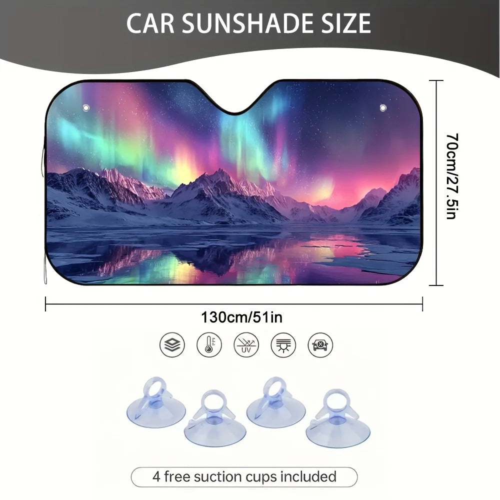 Aurora Borealis Car Windshield Sunshade – Polyester UV Block Car Windshield Sunshade HIP