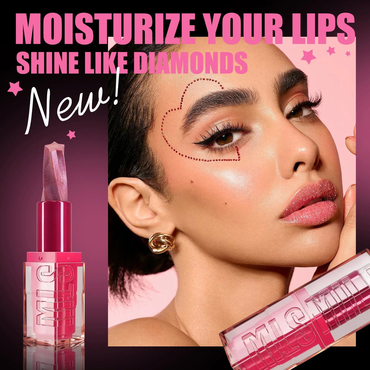 MLSMILE Glitter Marble Pearlescent Lipstick – Matte & Moisturizing Glitter Marble Lipstick HIP