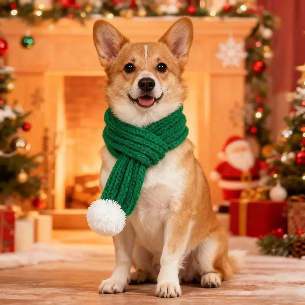 Winter Warm Knitted Pet Scarf Christmas Dog Scarf Universal Collar New Year Pet Scarf for Small Medium Dog Teddy Chihuahua HIP