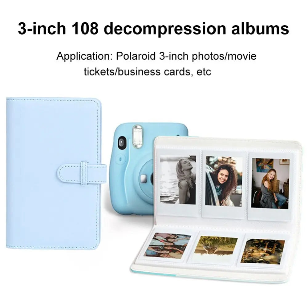 PU Leather 108-Pocket Instax Mini Photo Album – 3 Inch Pocket Photo Album HIP