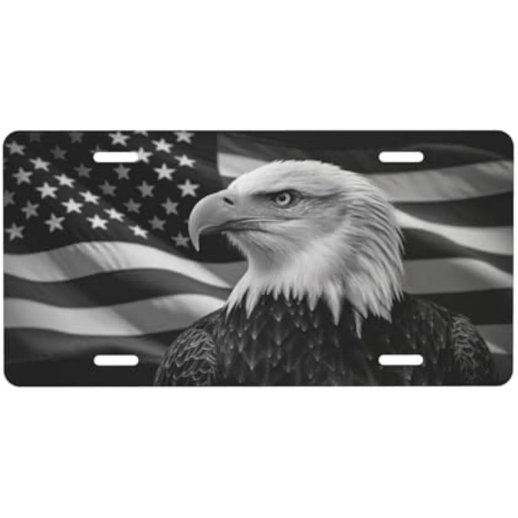 Bald Eagle American Flag License Plate – Aluminum USA Pride Decorative License Plate HIP 1