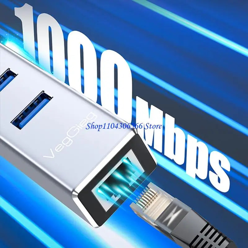 USB-C & USB-A to RJ45 Gigabit Ethernet Adapter Hub Ethernet Adapter Hub HIP