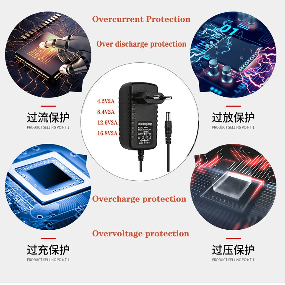 18650 Li-Ion Battery Charger 90° DC 4.2V–29.4V 1A/2A | Lamakoki Battery Charger Adapter HIP