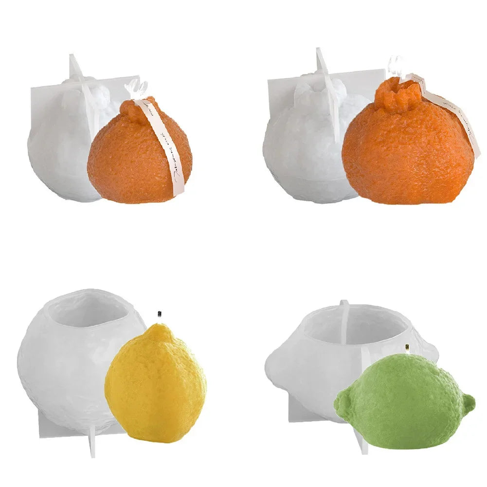Creative Fruit Shape Resin Mold 3D Simulation Lemon Orange Fruit Silicone Mold DIY Home Ornament Aromatherapy Candle Making Mold HIP