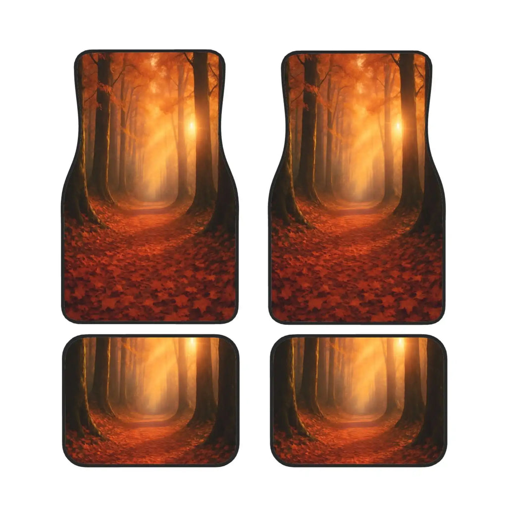 4-Piece Universal Car Floor Mats – Anti-Slip Autumn Forest Car Floor Mats HIP black