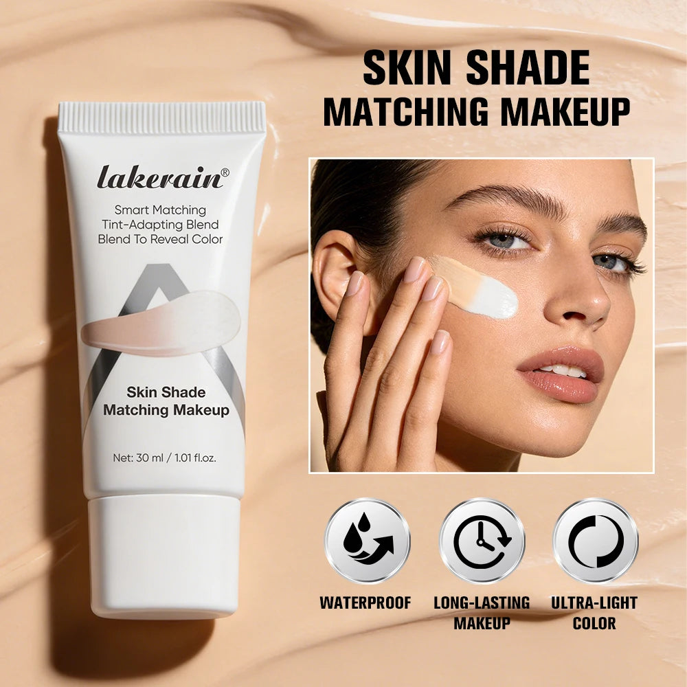 Lakerain Color Changing Liquid Foundation Coverage Skin Shade Matching Makeup SPF15 Moisturizing Even Toning Natural Makeup HIP