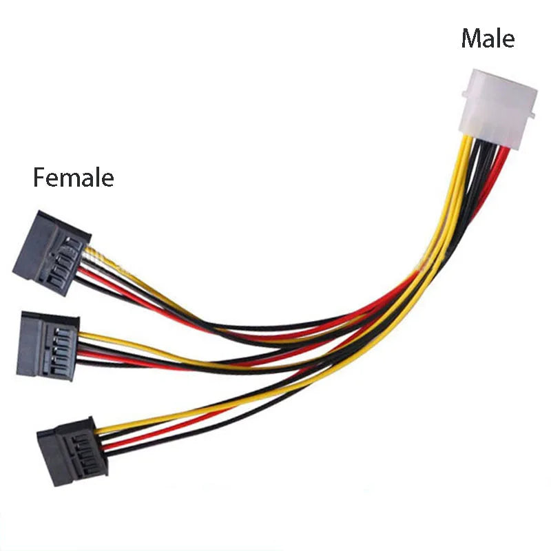 IDE to SATA Power Splitter 1 to 3 Big 4-Pin Adapter Cable PC Power Cable Adapter HIP