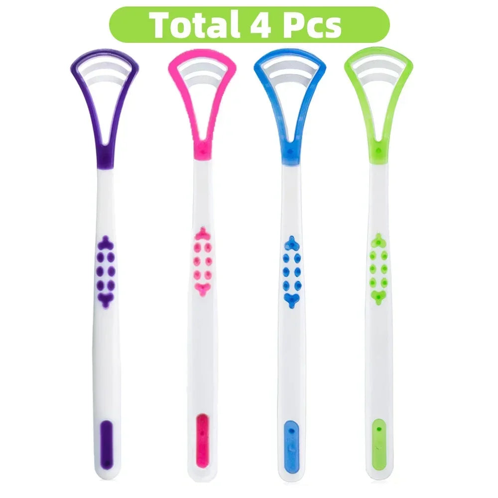 Silicone Tongue Scraper & Brush – Fresh Breath Oral Care Set Tongue Scraper HIP C786-4pcs