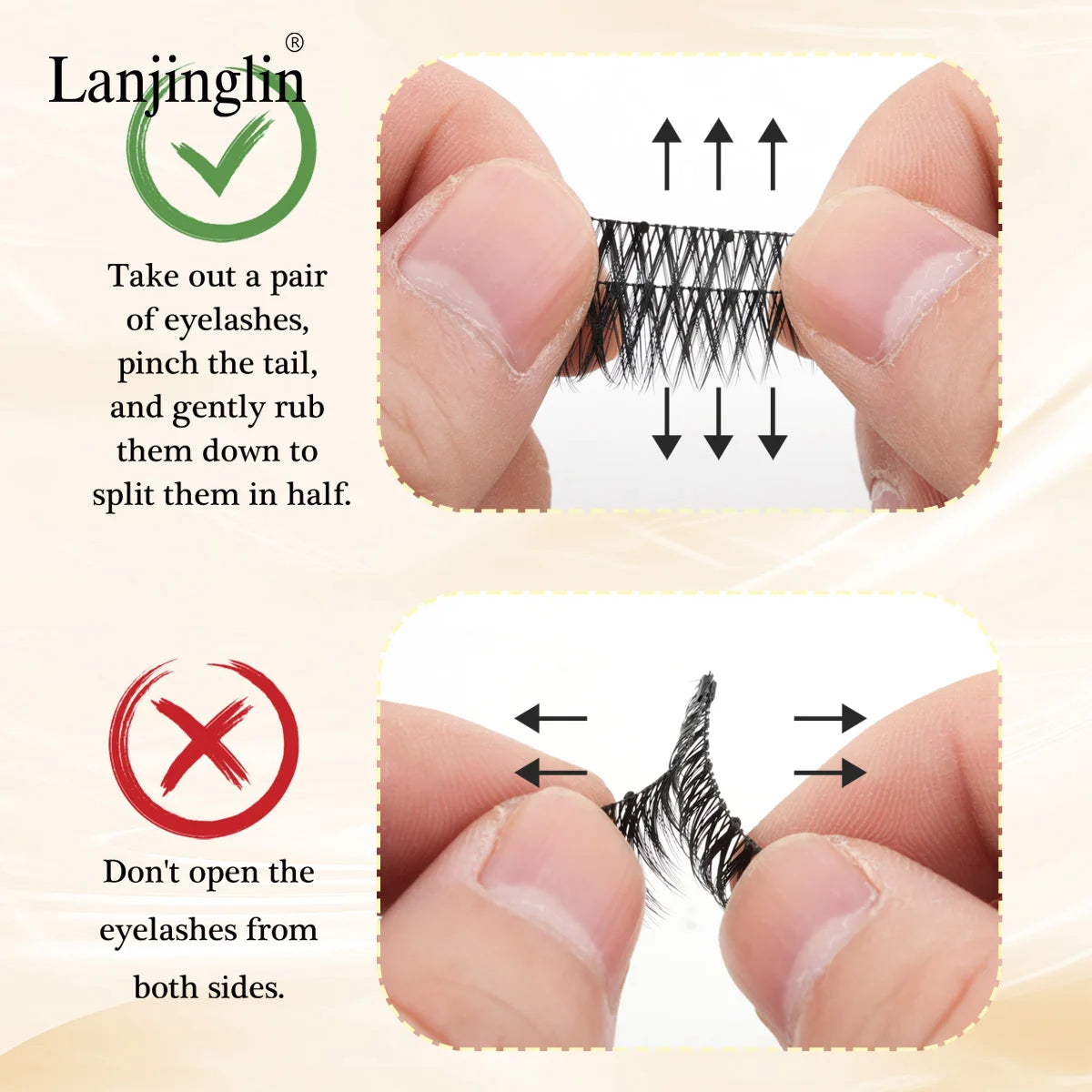 Lanjinglin 1 Pair Reusable Magnetic Eyelashes 3D Natural Mink Lashes No Glue Needed False Eyelashes and Magnetic Tweezers Set HIP
