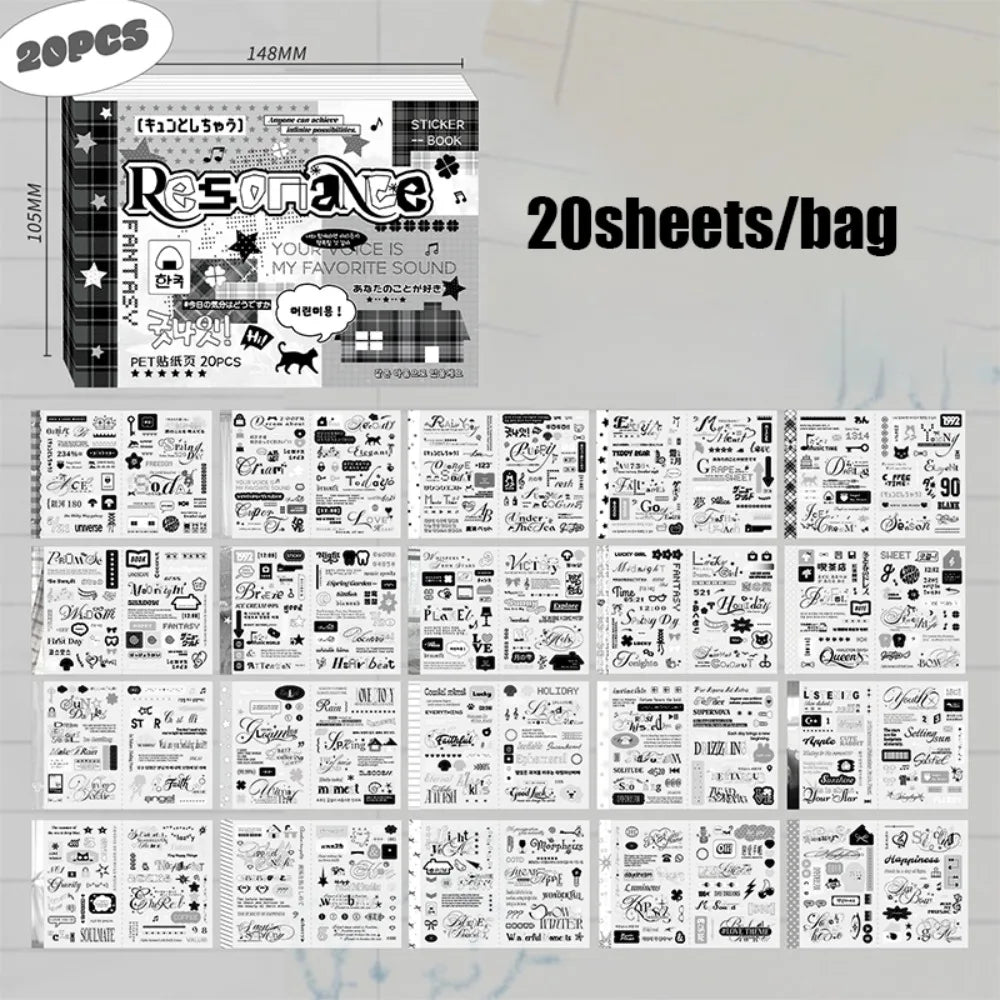 Y2K Sticker Book – 20 Pages Cute Cartoon Scrapbooking Stickers Decorative Sticker Book HIP B