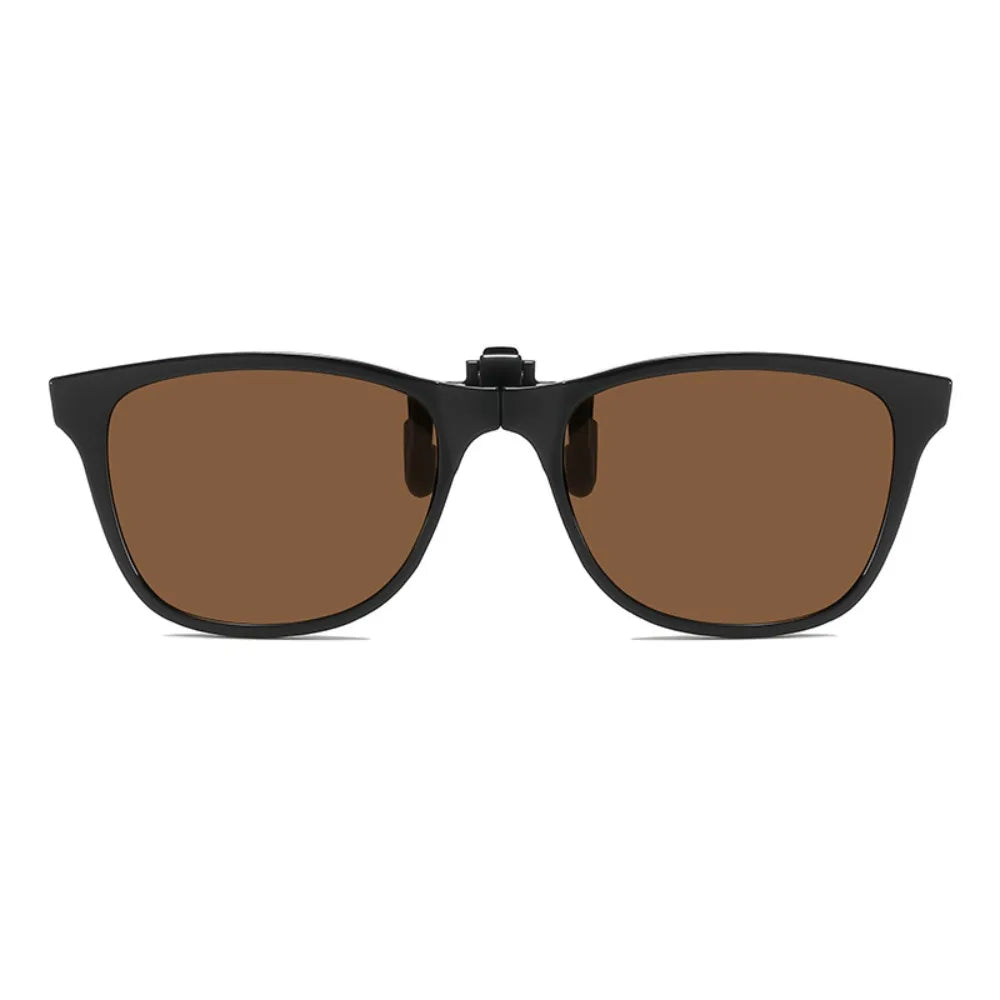Vintage Square Clip-On Sunglasses – Foldable Blue Light Blocking Clip-On Sunglasses HIP Brown