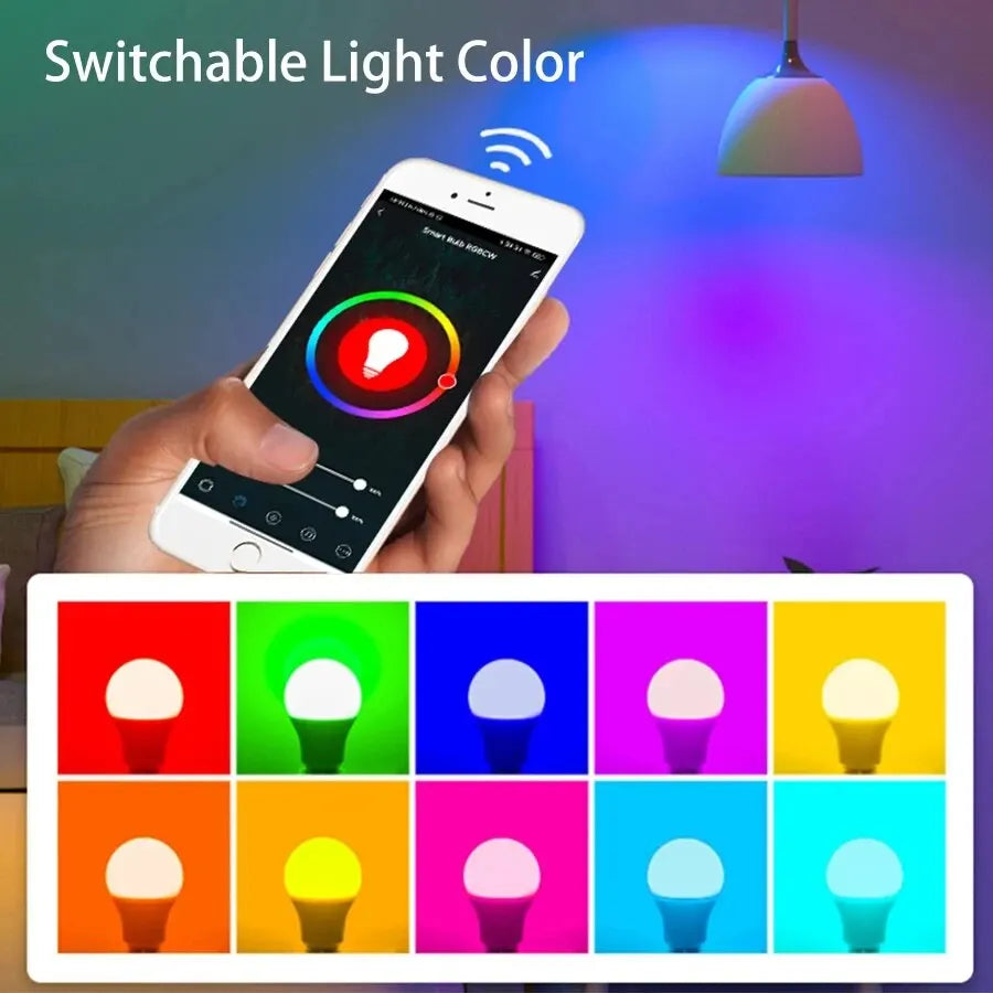 Tuya Bluetooth WiFi Smart Light Bulb E27 RGB LED Lamp 15W Voice Control Compatible with Alexa Google Home Smart Life App Remote HIP