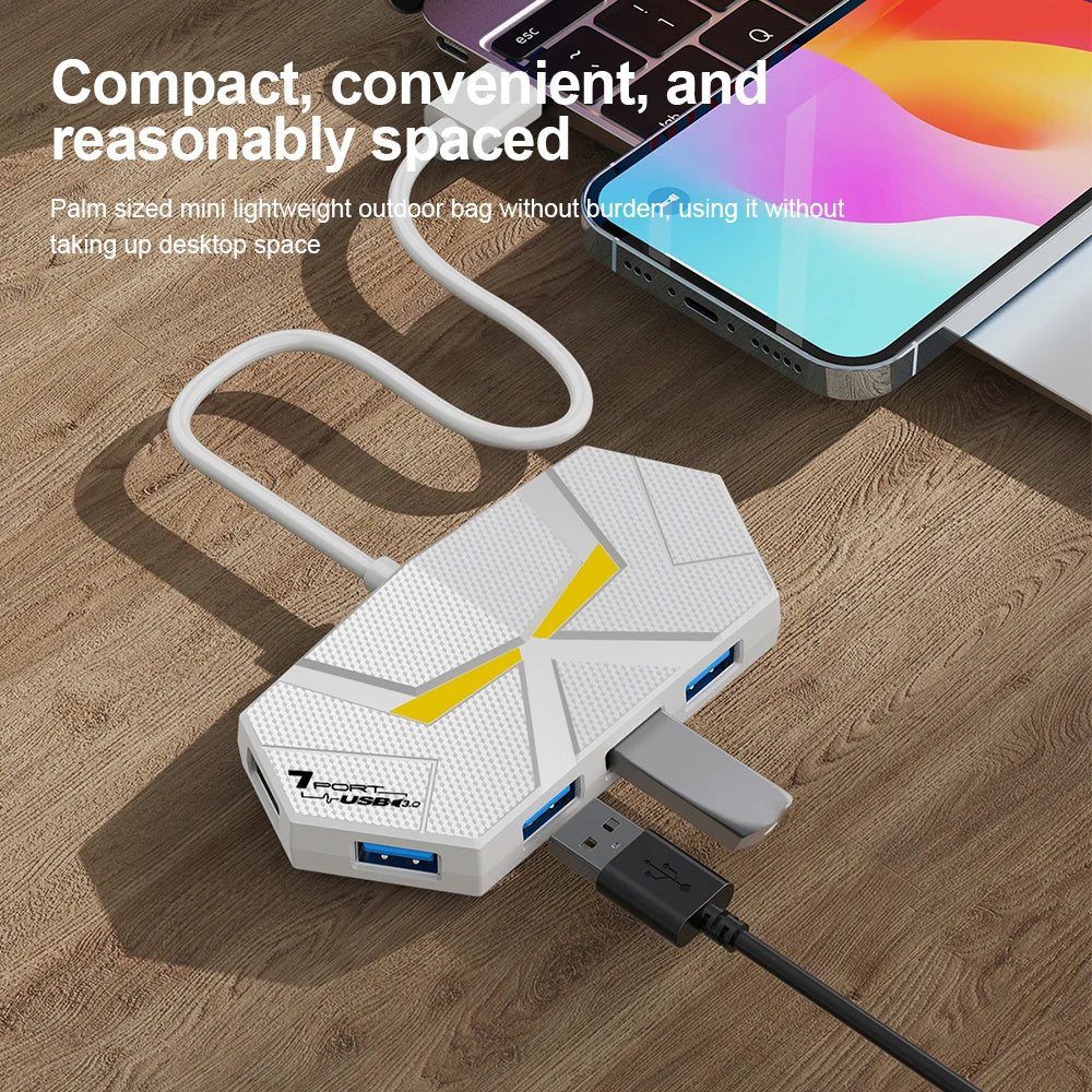7-Port USB 3.0 Hub Splitter – 5Gbps & Type-C Power Supply USB Hub HIP